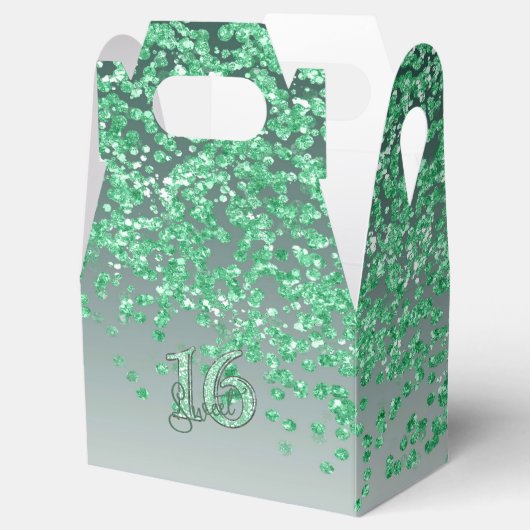 Sweet 16 Birthday Glam Green Glitter Bedankdoosjes (Geopend)