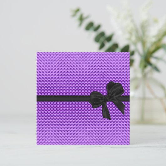 Sweet 16 Birthday Glam Paars Glitter Black Bow 2 Kaart (Staand voorkant)