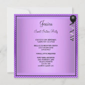 Sweet 16 Birthday Glam Paars Glitter Black Bow 2 Kaart (Achterkant)