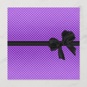 Sweet 16 Birthday Glam Paars Glitter Black Bow 2 Kaart