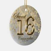 Sweet 16 Birthday Gold Faux Metallic Keramisch Ornament (Rechts)