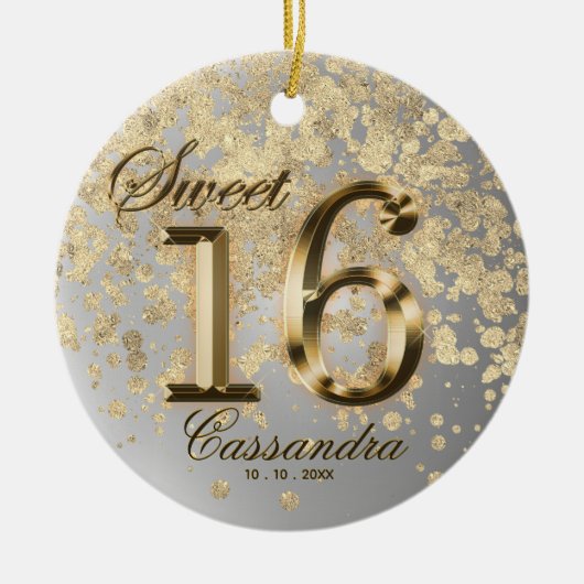 Sweet 16 Birthday Gold Faux Metallic Keramisch Ornament (Voorkant)