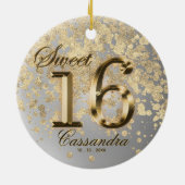 Sweet 16 Birthday Gold Faux Metallic Keramisch Ornament (Achterkant)