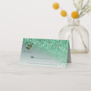 Sweet 16 Birthday Green Glitter & Green Gem Plaatskaartje