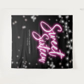Sweet 16 Birthday Hot Pink Neon Glow Dark Backdrop Wandkleed (Voorkant (horizontaal))