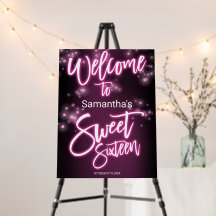 Sweet 16 Birthday Hot Pink Neon Glow Dark Party