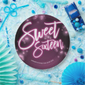 Sweet 16 Birthday Hot Pink Neon Glow Dark Party Papieren Bordje (Feest)