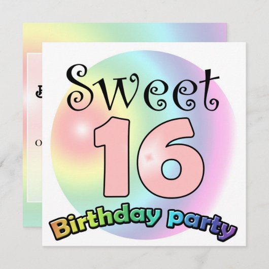 Sweet 16 birthday invitation Custom Kaart (Voorkant / Achterkant)