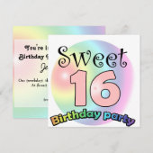 Sweet 16 birthday invitation Custom Kaart (Voorkant / Achterkant)