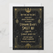 Sweet 16 Birthday Invitation Roaring 20s Art Deco Kaart (Voorkant)