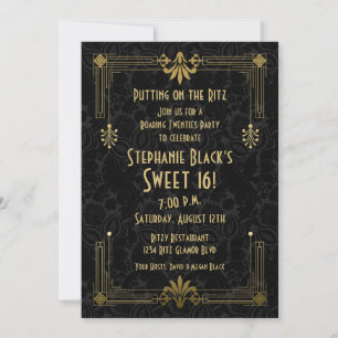 Sweet 16 Birthday Invitation Roaring 20s Art Deco Kaart