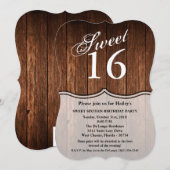 Sweet 16 Birthday Invite Barn Wood Land Kaart (Voorkant / Achterkant)