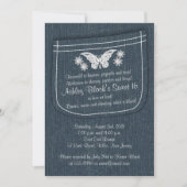 Sweet 16 Birthday Invite | Borduurde denim Kaart (Voorkant)