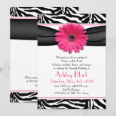 Sweet 16 Birthday Invite | Daisy Zebra Print Kaart (Voorkant / Achterkant)