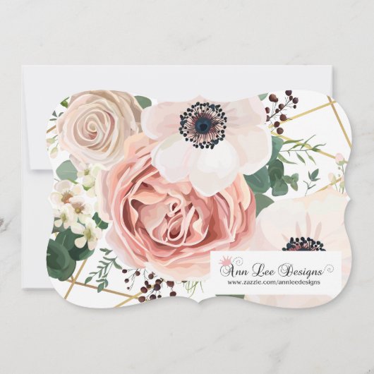 Sweet 16 Birthday Invite Geometric Garden Roos Ane Kaart (Achterkant)