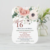 Sweet 16 Birthday Invite Geometric Garden Roos Ane Kaart (Staand voorkant)