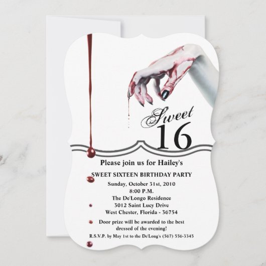 Sweet 16 Birthday Invite zombie blood drip vampire Kaart (Voorkant)