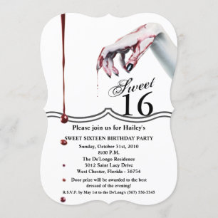 Sweet 16 Birthday Invite zombie blood drip vampire Kaart