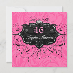 Sweet 16 Birthday Jewel Chandelier Lijst PInk Kaart
