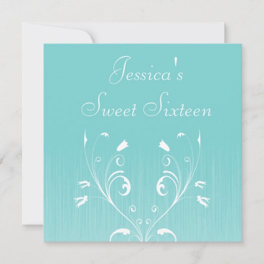 Sweet 16 Birthday Light Blue White Flowers Kaart (Voorkant)