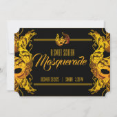 Sweet 16 BIRTHDAY MASQUERADE Gold Ticket Kaart (Achterkant)