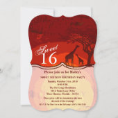 Sweet 16 Birthday Nodig African Safari Giraffe Su Kaart (Voorkant)