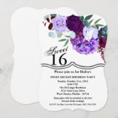 Sweet 16 Birthday Nodig Lavendel Hibiscus uit op W Kaart (Voorkant / Achterkant)