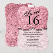 Sweet 16 Birthday Nodig Roos Gold Glitter uit Kaart (Voorkant / Achterkant)