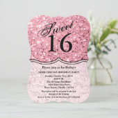 Sweet 16 Birthday Nodig Roos Gold Glitter uit Kaart (Staand voorkant)