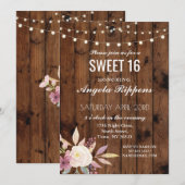 Sweet 16 Birthday Nodig rustieke houten bloem 16e Kaart (Voorkant / Achterkant)