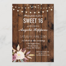 Sweet 16 Birthday Nodig rustieke houten bloem 16e