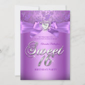 Sweet 16 Birthday Paars Lila Diamond Heart Kaart (Voorkant)