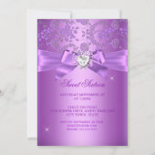 Sweet 16 Birthday Paars Lila Diamond Heart Kaart (Achterkant)