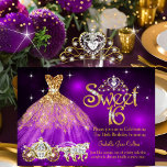 Sweet 16 Birthday Paarse Dress Tiara Carriage Kaart<br><div class="desc">Sweet 16th Birthday Regal Royal Paars Dress Tiara Carriage . Regal Royal Gold. Prinses Birthday Party. Gold Sparkle Glitter en White Pearl Silver Tiara. Partij voor een meisje. Fabuleus product voor tieners meisjes. Uitnodigingsformule. Pas aan om details te veranderen of toe te voegen. Pas je aan met je eigen gegevens....</div>