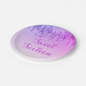 Sweet 16 Birthday Paarse Glitter Sparkle Papieren Bordje (Gekanteld)