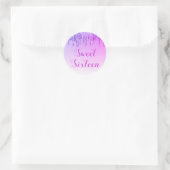 Sweet 16 Birthday Paarse Sparkle en Glitter Ronde Sticker (Tas)