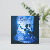 SWEET 16 BIRTHDAY PARTIJ, BLAUW ZWARTE WITTE DAMAS KAART (Staand voorkant)