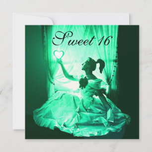 SWEET 16 BIRTHDAY PARTIJ, GROENE GEEL ZWARTE DAMAS KAART