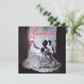 SWEET 16 BIRTHDAY PARTIJ, RED FUCHSIA BLACK DAMASK KAART (Staand voorkant)