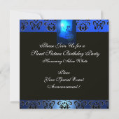 SWEET 16 BIRTHDAY PARTY, AQUA BLUE BLACK DAMASK KAART (Achterkant)