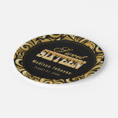 Sweet 16 Birthday Party - Black and Gold Papieren Bordje (Gekanteld)
