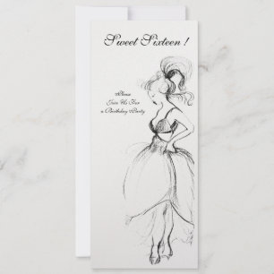 SWEET 16 BIRTHDAY PARTY Black White Program Kaart