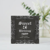 Sweet 16 Birthday Party Chalkboard Black Antiek Kaart (Staand voorkant)