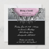 Sweet 16 Birthday Party Cool Damask Pink Silver Kaart (Achterkant)