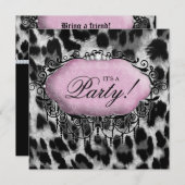 Sweet 16 Birthday Party Cute Leopard Pink Wild Kaart (Voorkant / Achterkant)