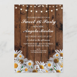Sweet 16 Birthday Party Daisy Wood Lichten Invite Kaart