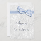 Sweet 16 Birthday Party Damask en Faux Bow Kaart (Voorkant)