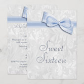 Sweet 16 Birthday Party Damask en Faux Bow Kaart (Voorkant / Achterkant)