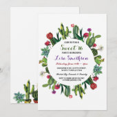 Sweet 16 Birthday Party Fiesta Cactus Invitation Kaart (Voorkant / Achterkant)