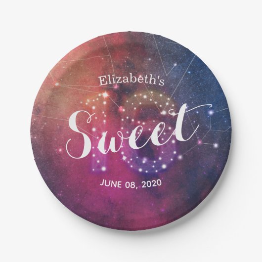 Sweet 16 Birthday Party Galaxy Star Constellations Papieren Bordje (Voorkant)